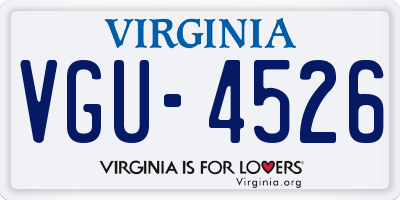 VA license plate VGU4526