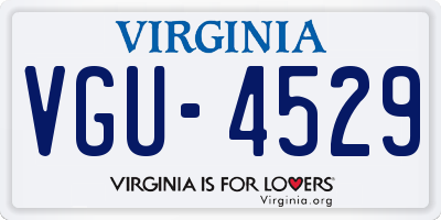 VA license plate VGU4529