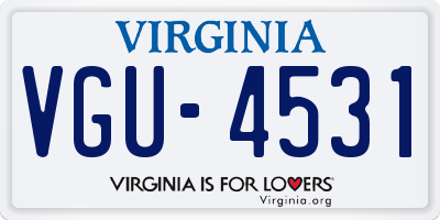 VA license plate VGU4531