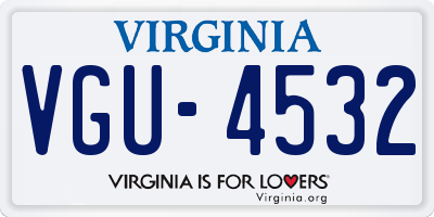VA license plate VGU4532