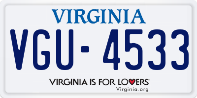 VA license plate VGU4533