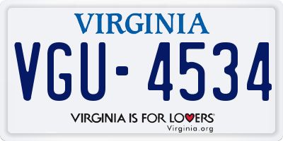 VA license plate VGU4534