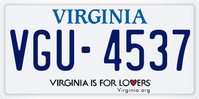 VA license plate VGU4537