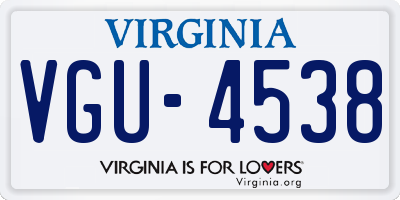 VA license plate VGU4538