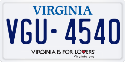 VA license plate VGU4540