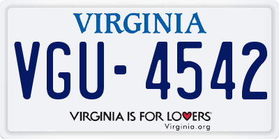 VA license plate VGU4542