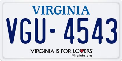 VA license plate VGU4543