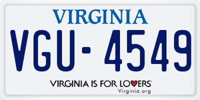 VA license plate VGU4549