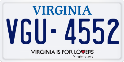 VA license plate VGU4552