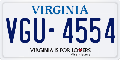 VA license plate VGU4554