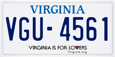 VA license plate VGU4561