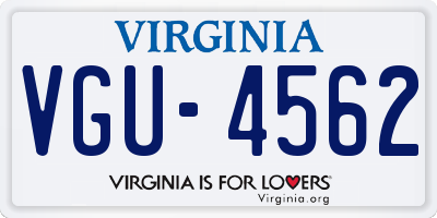 VA license plate VGU4562