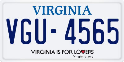VA license plate VGU4565