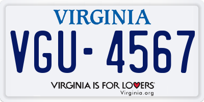 VA license plate VGU4567