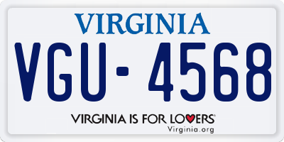 VA license plate VGU4568