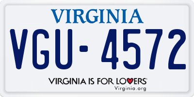 VA license plate VGU4572