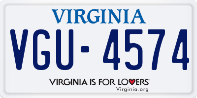 VA license plate VGU4574