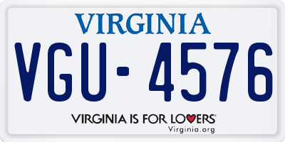 VA license plate VGU4576