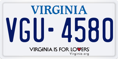 VA license plate VGU4580