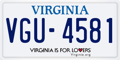 VA license plate VGU4581