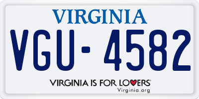 VA license plate VGU4582