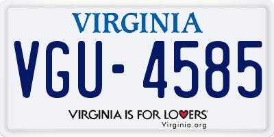 VA license plate VGU4585