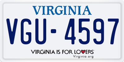 VA license plate VGU4597