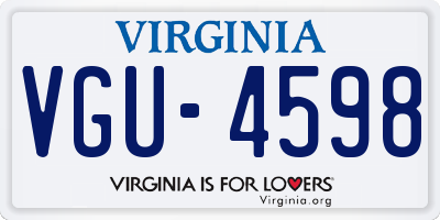 VA license plate VGU4598