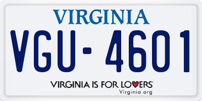 VA license plate VGU4601