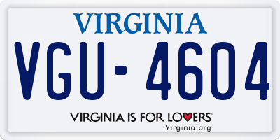 VA license plate VGU4604