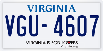 VA license plate VGU4607