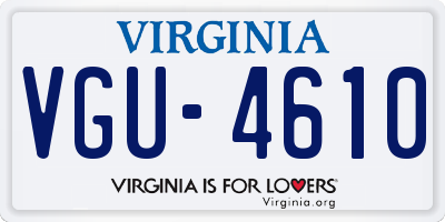 VA license plate VGU4610