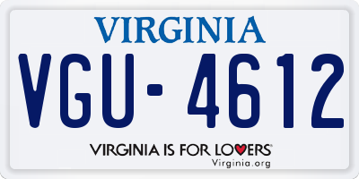 VA license plate VGU4612
