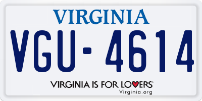 VA license plate VGU4614