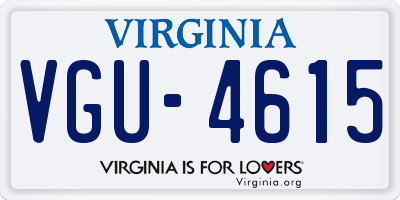 VA license plate VGU4615