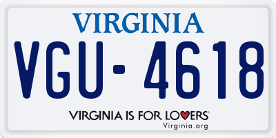 VA license plate VGU4618