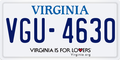VA license plate VGU4630