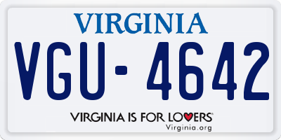 VA license plate VGU4642