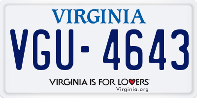 VA license plate VGU4643