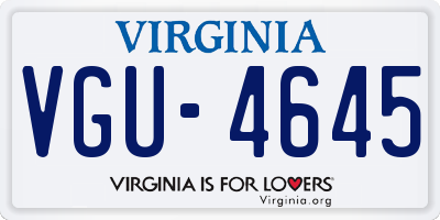 VA license plate VGU4645