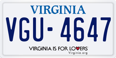 VA license plate VGU4647