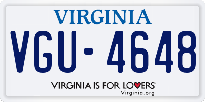 VA license plate VGU4648