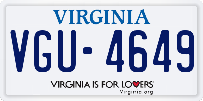 VA license plate VGU4649