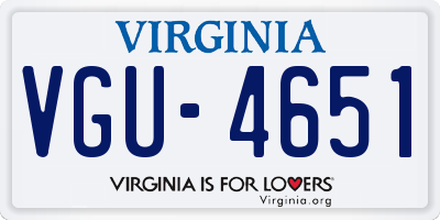 VA license plate VGU4651