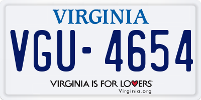 VA license plate VGU4654