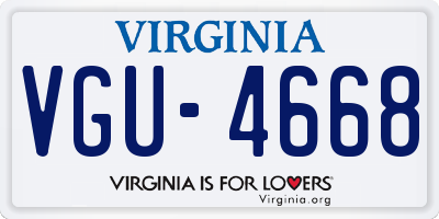 VA license plate VGU4668