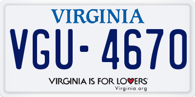 VA license plate VGU4670