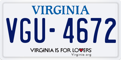 VA license plate VGU4672