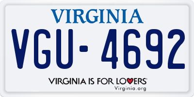VA license plate VGU4692