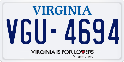 VA license plate VGU4694